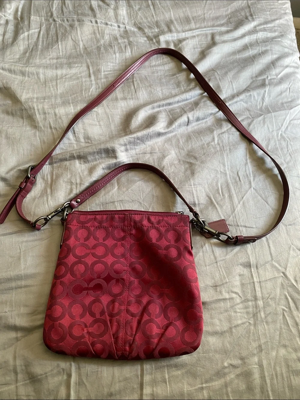 Coach Red Signature Monogram Crossbody Bag
